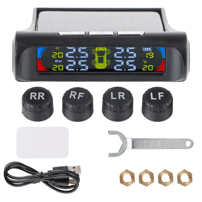 Tire Pressure Monitoring System Temperature Warning New C External Battery Version Sensors Solar TPMS Car Tyre Pressure Monitor